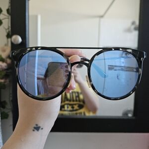 Quay Australia Black Frame Sunglasses with Blue Lenses
